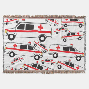 Ambulance Pattern Throw Blanket