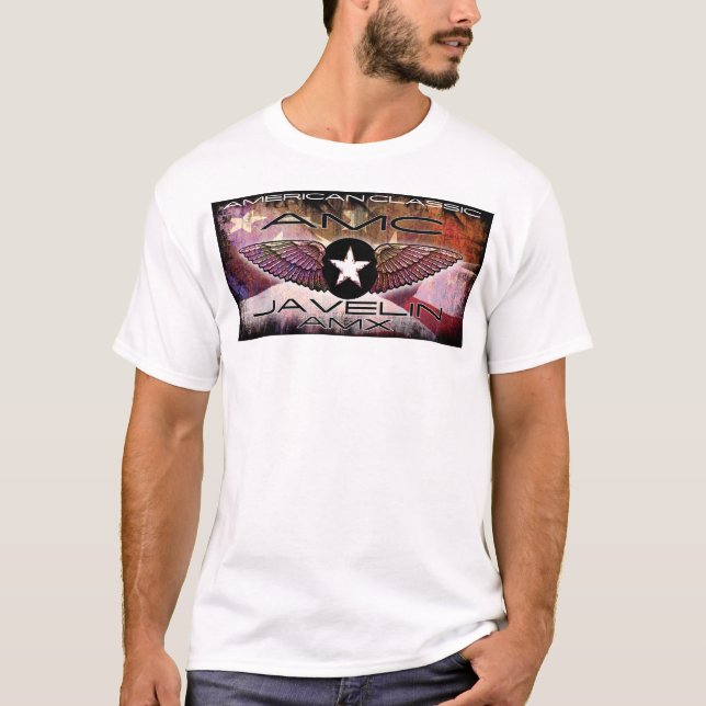 AMC Javelin AMX Winged-Star Faded Flag Design T-Shirt (Front)