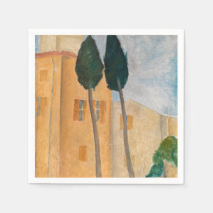 Amedeo Modigliani - Cypresses and Houses at Cagnes Napkin