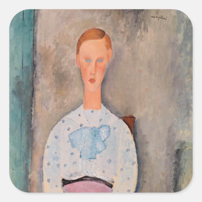 Amedeo Modigliani - Girl with a Polka-Dot Blouse Square Sticker (Front)