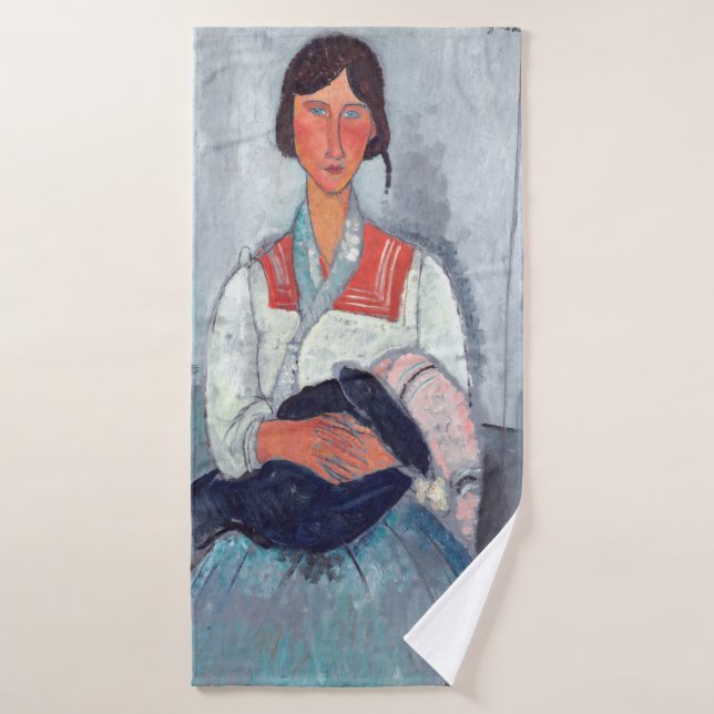 Amedeo Modigliani - Gypsy Woman with Baby Bath Towel Set (Bath Towel)