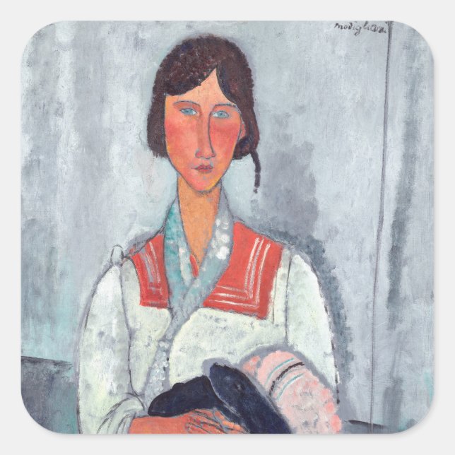Amedeo Modigliani - Gypsy Woman with Baby Square Sticker (Front)