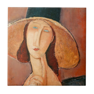 Amedeo Modigliani - Jeanne Hebuterne in Large Hat Ceramic Tile