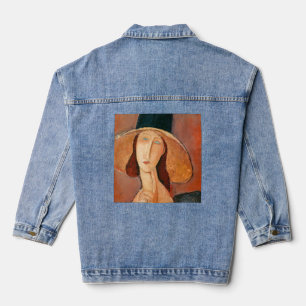 Amedeo Modigliani - Jeanne Hebuterne in Large Hat Denim Jacket