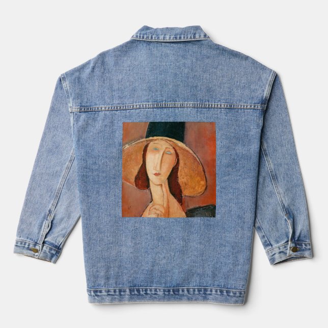Amedeo Modigliani - Jeanne Hebuterne in Large Hat Denim Jacket (Back)