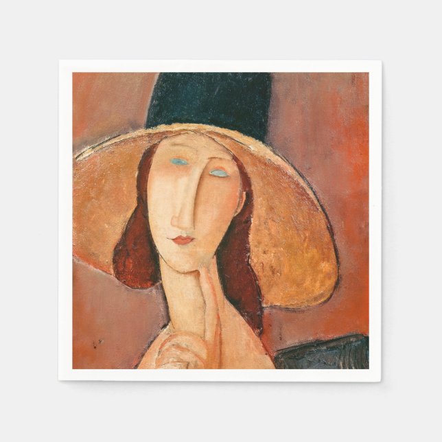 Amedeo Modigliani - Jeanne Hebuterne in Large Hat Napkin (Front)