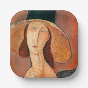Amedeo Modigliani - Jeanne Hebuterne in Large Hat Paper Plate