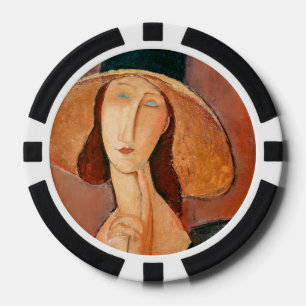 Amedeo Modigliani - Jeanne Hebuterne in Large Hat Poker Chips