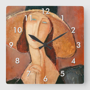 Amedeo Modigliani - Jeanne Hebuterne in Large Hat Square Wall Clock