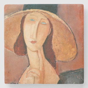 Amedeo Modigliani - Jeanne Hebuterne in Large Hat Stone Coaster