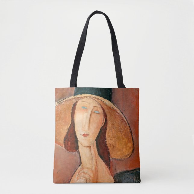 Amedeo Modigliani - Jeanne Hebuterne in Large Hat Tote Bag (Front)