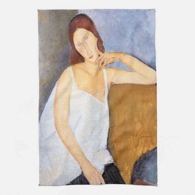 Amedeo Modigliani - Jeanne Hebuterne Tea Towel (Vertical)