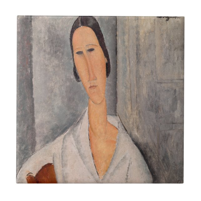 Amedeo Modigliani - Madame Hanka Zborowska Leaning Ceramic Tile (Front)