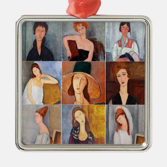 Amedeo Modigliani - Masterpieces Collage Metal Ornament (Front)