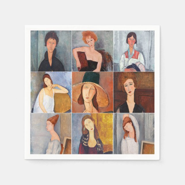 Amedeo Modigliani - Masterpieces Collage Napkin (Front)