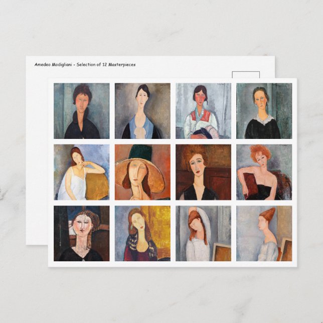 Amedeo Modigliani - Masterpieces Collage Postcard (Front/Back)