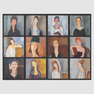 Amedeo Modigliani - Masterpieces Collage Poster Tissue Paper