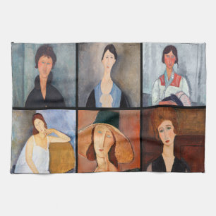 Amedeo Modigliani - Masterpieces Collage Tea Towel