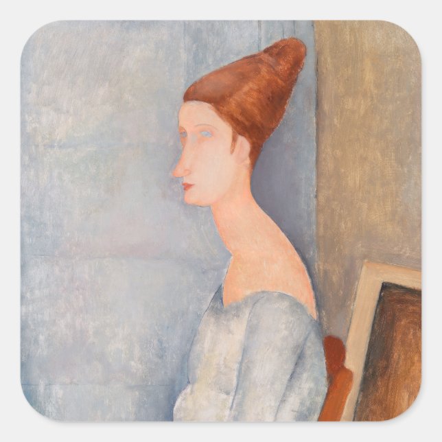 Amedeo Modigliani - Portrait Jeanne Hebuterne #3 Square Sticker (Front)