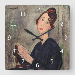 Amedeo Modigliani - Portrait of Dedie Hayden Square Wall Clock