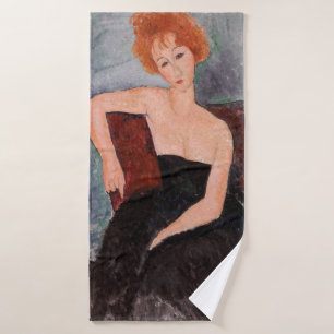 Amedeo Modigliani - Redheaded Girl Evening Dress Bath Towel Set