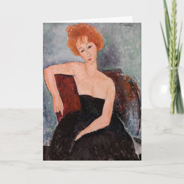 Amedeo Modigliani - Redheaded Girl Evening Dress Card (Front)