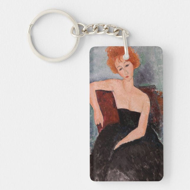 Amedeo Modigliani - Redheaded Girl Evening Dress Key Ring (Front)