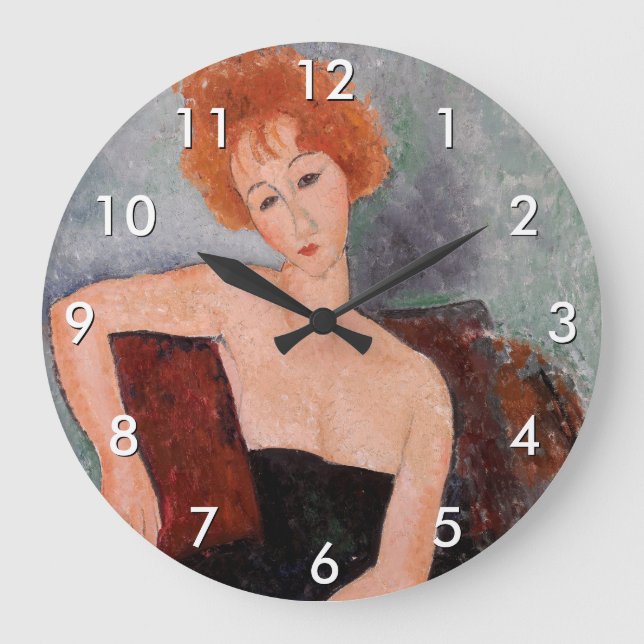 Amedeo Modigliani - Redheaded Girl Evening Dress Large Clock (Front)