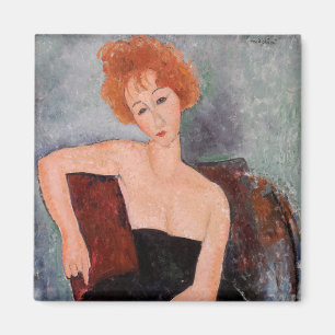 Amedeo Modigliani - Redheaded Girl Evening Dress Magnet