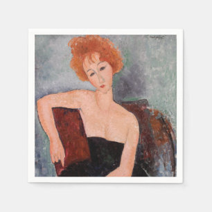 Amedeo Modigliani - Redheaded Girl Evening Dress Napkin