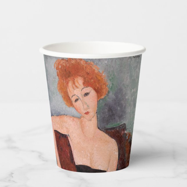 Amedeo Modigliani - Redheaded Girl Evening Dress Paper Cups (Front)