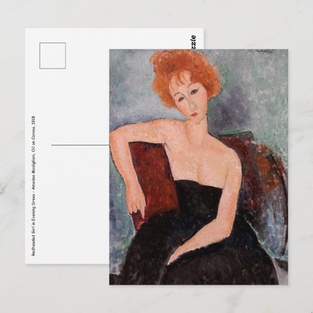 Amedeo Modigliani - Redheaded Girl Evening Dress Postcard (Front/Back)