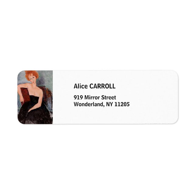 Amedeo Modigliani - Redheaded Girl Evening Dress Return Address Label (Front)