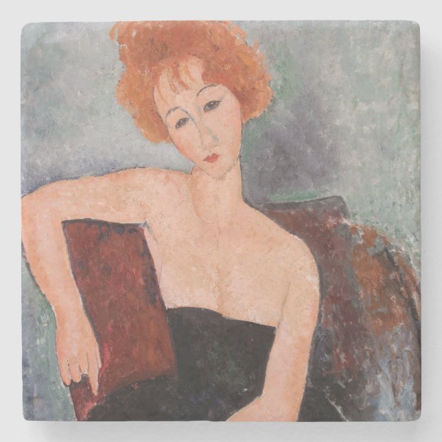 Amedeo Modigliani - Redheaded Girl Evening Dress Stone Coaster (Front)