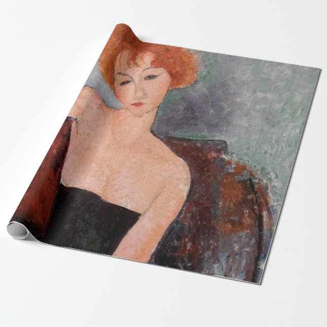 Amedeo Modigliani - Redheaded Girl Evening Dress Wrapping Paper (Unrolled)