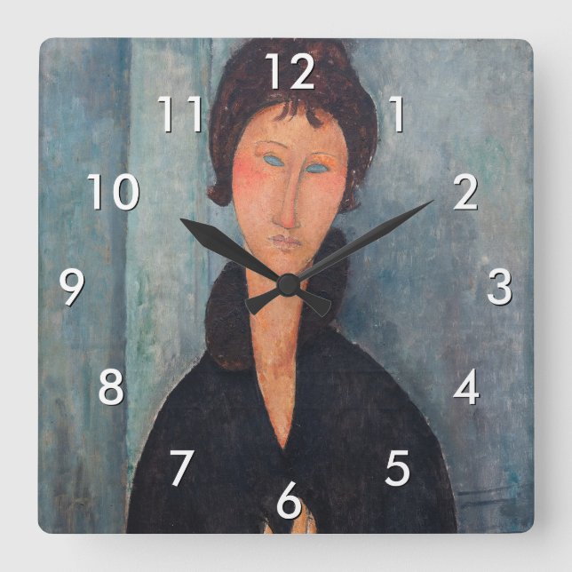 Amedeo Modigliani - Woman with Blue Eyes Square Wall Clock (Front)