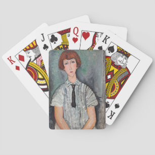 Amedeo Modigliani - Young Girl in a Striped Blouse Playing Cards
