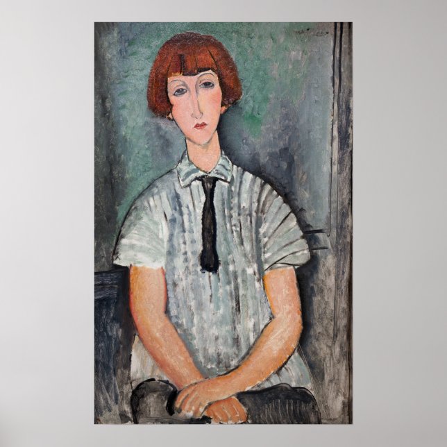 Amedeo Modigliani - Young Girl in a Striped Blouse Poster (Front)