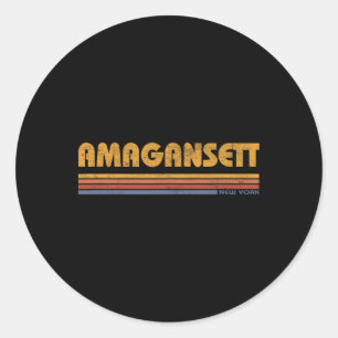 Amegansett New York Vintage Throwback Vacation Sou Classic Round Sticker
