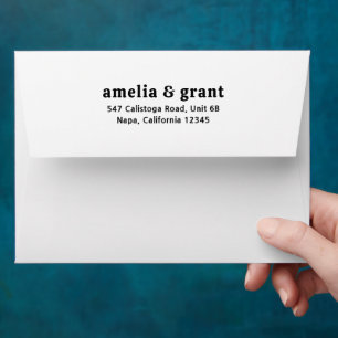 Amelia Black White Modern Wedding Envelope