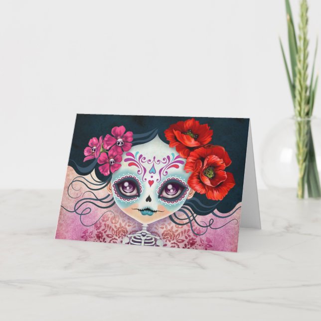 Amelia Calavera Sugar Skull Greeting Card (Front)