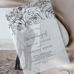 AMELIA Classic Bohemian Floral Botanical Wedding Vellum Invitations