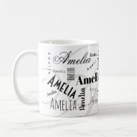 Amelia Custom Name Black White Coffee Mug