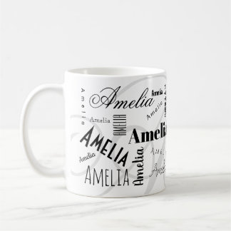 Amelia Custom Name Black White Coffee Mug