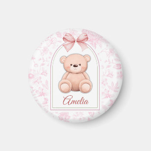 Amelia Custom Pink Teddy Bear Nursery Design Magnet