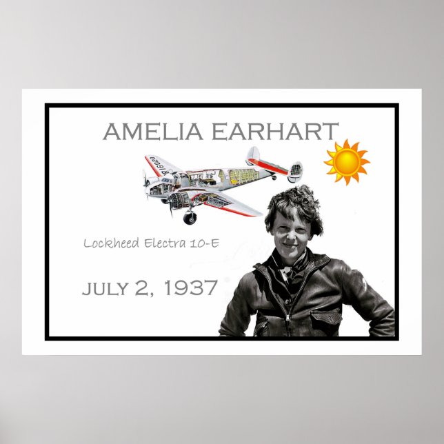 Amelia Earhart and her Lockheed Electra aeroplane Poster (Front)