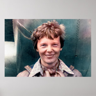 Amelia Earhart and Her Lockheed Electra Colourized Poster