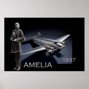 Amelia Earhart and her Lockheed Electra plane Poster
