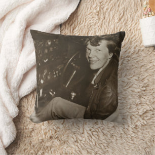 Amelia Earhart Candid Aeroplane Cockpit Photo 1937 Cushion