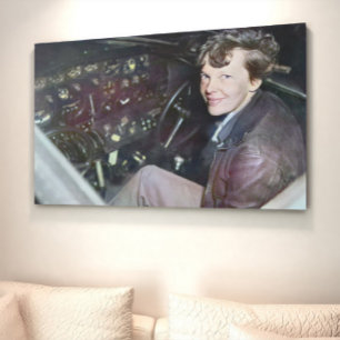 Amelia Earhart Candid Aeroplane Cockpit Photo 1937 Poster